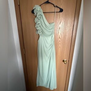 Chic One-Shoulder Light Green Dress